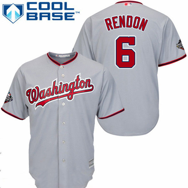 Nationals #6 Anthony Rendon Grey New Cool Base 2019 World Series Bound Stitched Baseball Jersey