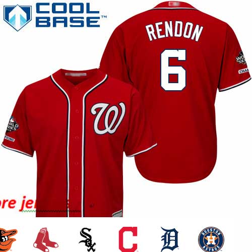 Nationals #6 Anthony Rendon Red New Cool Base 2019 World Series Champions Stitched Baseball Jersey