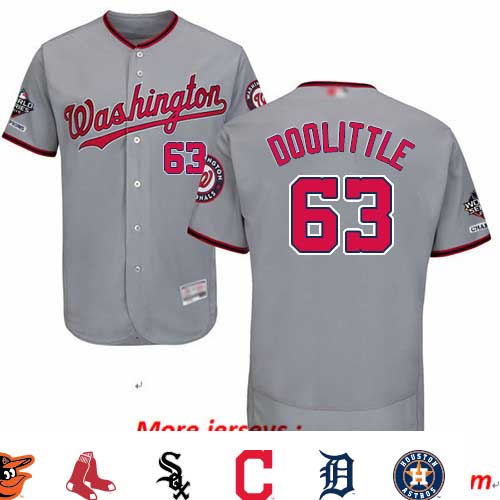 Nationals #63 Sean Doolittle Grey Flexbase Authentic Collection 2019 World Series Champions Stitched Baseball Jersey