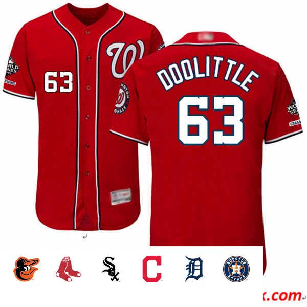 Nationals #63 Sean Doolittle Red Flexbase Authentic Collection 2019 World Series Champions Stitched Baseball Jersey