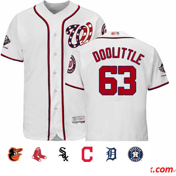 Nationals #63 Sean Doolittle White Flexbase Authentic Collection 2019 World Series Champions Stitched Baseball Jersey