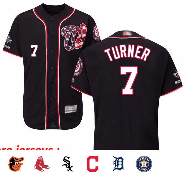 Nationals #7 Trea Turner Navy Blue Flexbase Authentic Collection 2019 World Series Champions Stitched Baseball Jersey