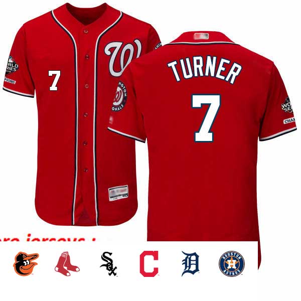 Nationals #7 Trea Turner Red Flexbase Authentic Collection 2019 World Series Champions Stitched Baseball Jersey