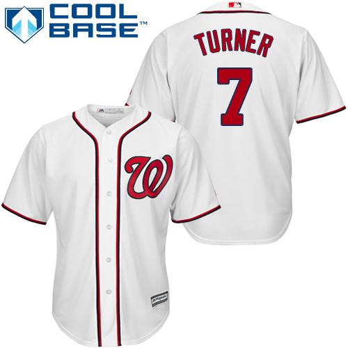 Nationals #7 Trea Turner White Cool Base Stitched Youth MLB Jersey