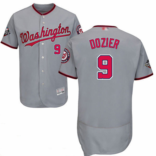 Nationals #9 Brian Dozier Grey Flexbase Authentic Collection 2019 World Series Bound Stitched Baseball Jersey