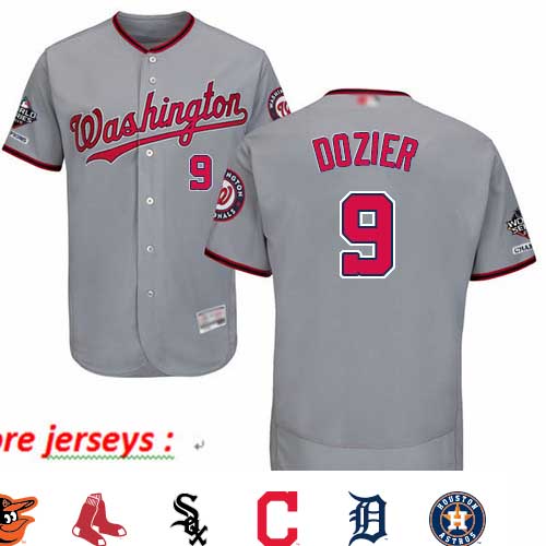 Nationals #9 Brian Dozier Grey Flexbase Authentic Collection 2019 World Series Champions Stitched Baseball Jersey