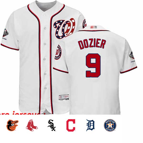 Nationals #9 Brian Dozier White Flexbase Authentic Collection 2019 World Series Champions Stitched Baseball Jersey