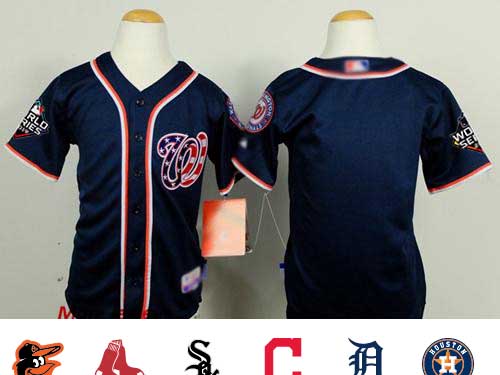 Nationals Blank Blue Cool Base 2019 World Series Champions Stitched Youth Baseball Jersey