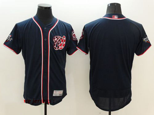 Nationals Blank Navy Blue Flexbase Authentic Collection 2019 World Series Bound Stitched Baseball Jersey