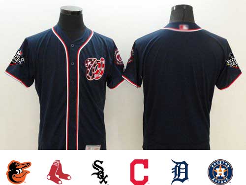 Nationals Blank Navy Blue Flexbase Authentic Collection 2019 World Series Champions Stitched Baseball Jersey