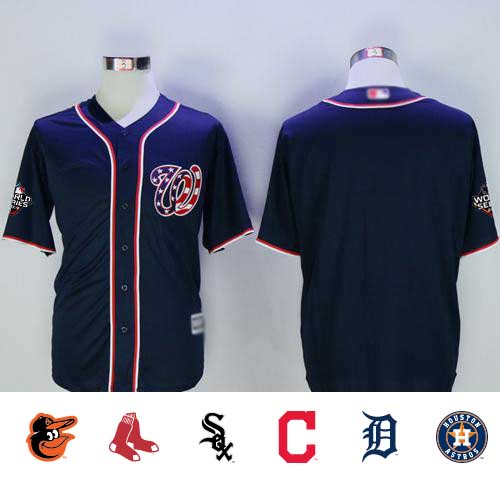 Nationals Blank Navy Blue New Cool Base 2019 World Series Champions Stitched Baseball Jersey