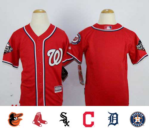 Nationals Blank Red Cool Base 2019 World Series Champions Stitched Youth Baseball Jersey