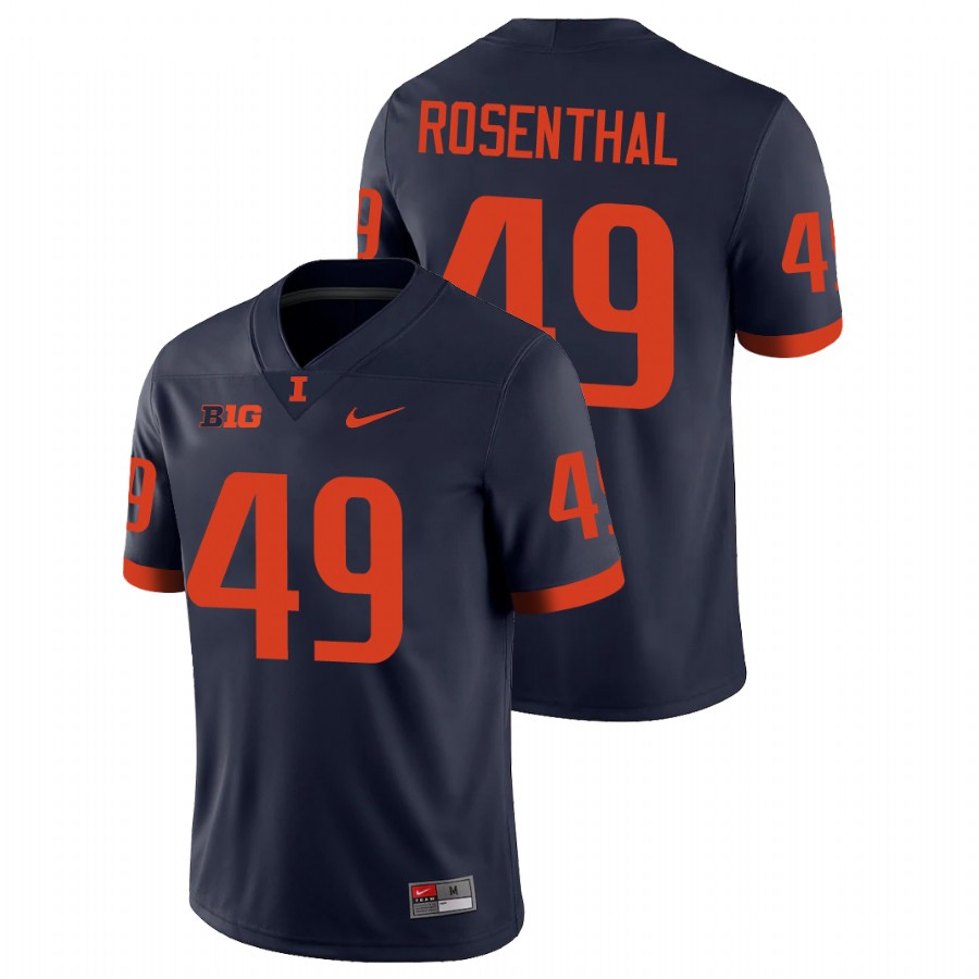 Navy Men's Illinois Fighting Illini Max Rosenthal Game Football Jersey
