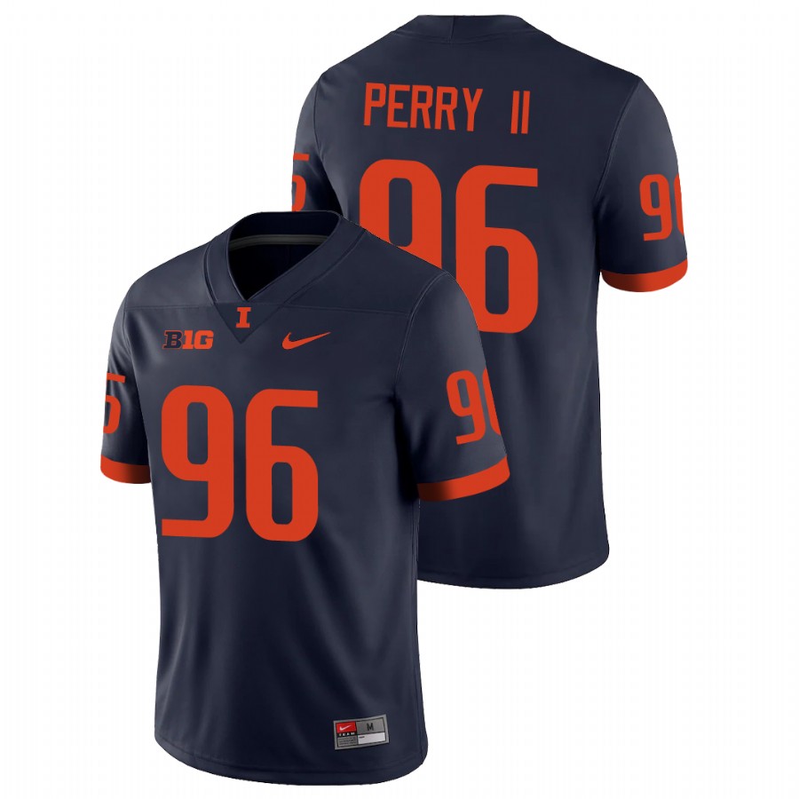 Navy Men's Illinois Fighting Illini Roderick Perry II Game Football Jersey