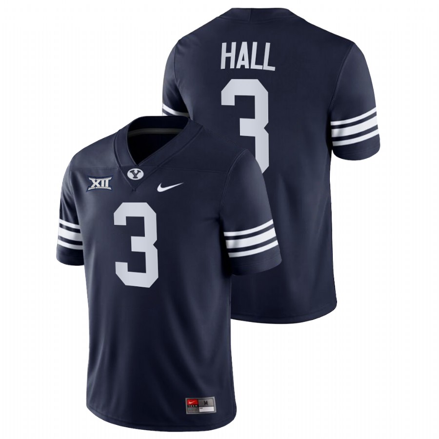 Navy Men BYU Cougars Jaren Hall College Football Big 12 Jersey