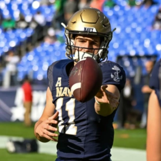 Navy Midshipmen #11 Blake Horvath 2023 Aer Lingus College Football Classic Jersey -Navy  