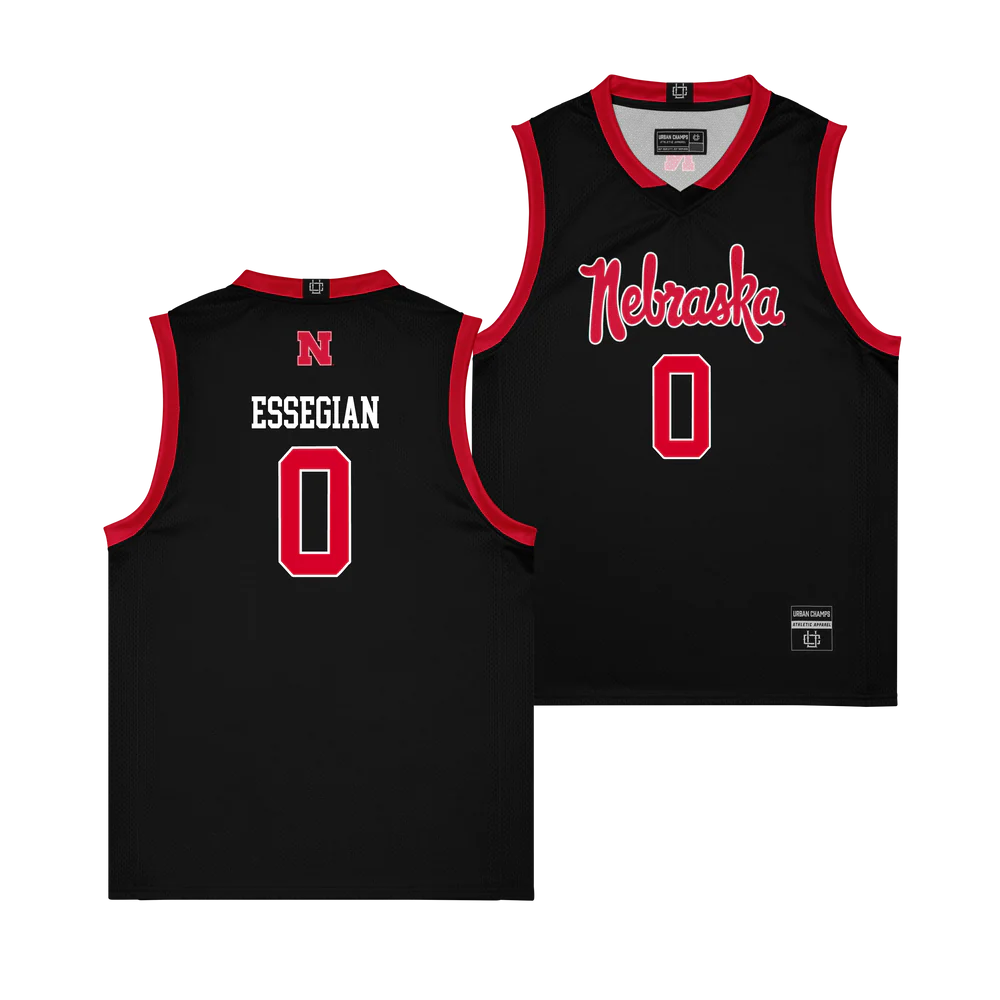 Nebraska Cornhuskers #0 Connor Essegian 2026 Black Script Edition Basketball Jersey 