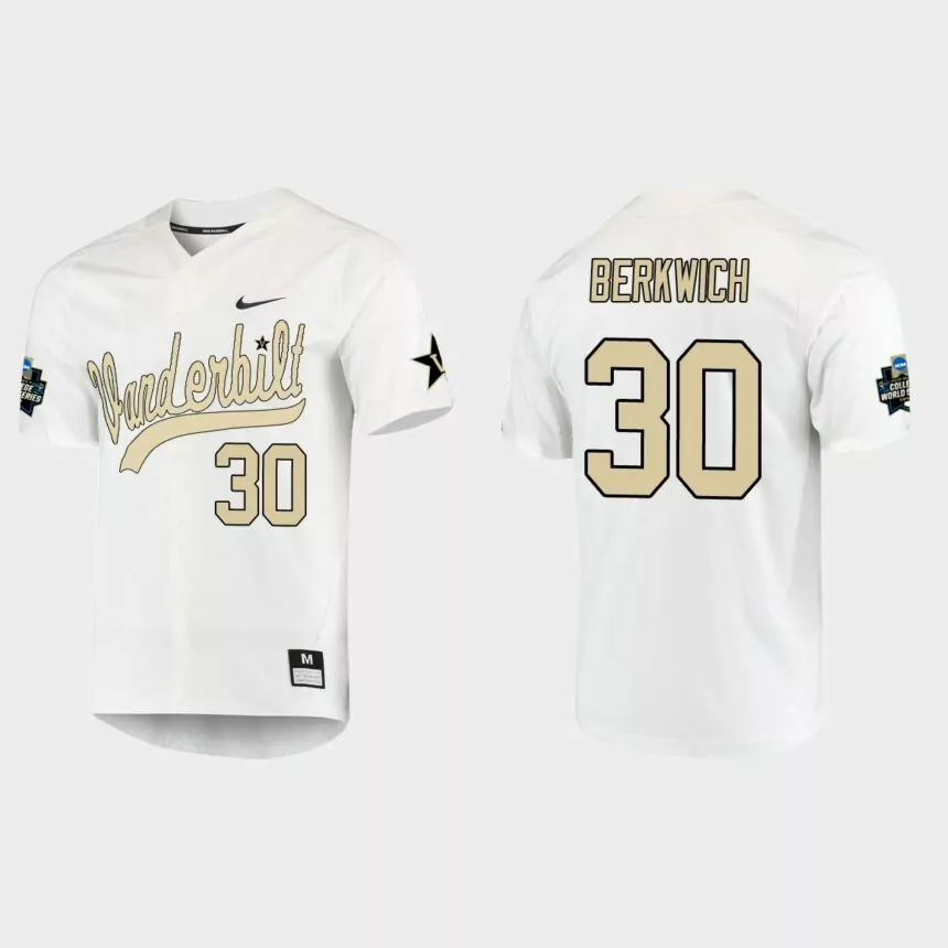 Nelson Berkwich Vanderbilt Commodores College World Series Baseball Jersey – White