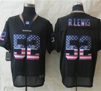 New Baltimore Ravens #52 Ray Lewis USA Flag Fashion Black Elite Jerseys