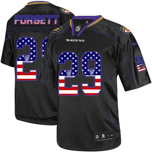 New Baltimore ravens #29 Justin Forsett Black Men's Stitched NFL Elite USA Flag Fashion Jersey