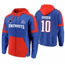 New England Patriots #10 Josh Gordon Royal Super Bowl LIII Full-Zip Hoodie