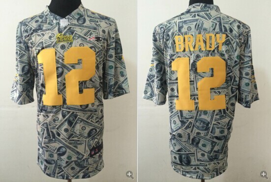 NEW New England Patriots #12 Tom Brady Dollar Fashion NFL Elite Jersey