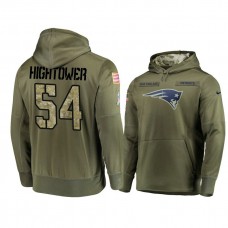 New England Patriots #54 Dont'a Hightower Olive Pullover Hoodie 2018 Salute To Service