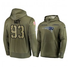 New England Patriots #93 Lawrence Guy Olive Pullover Hoodie 2018 Salute To Service