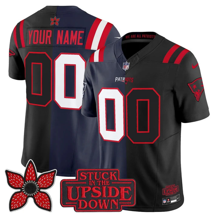 New England Patriots 'Upside Down Edition' Vapor Limited Custom Jersey NAVY-BLACK