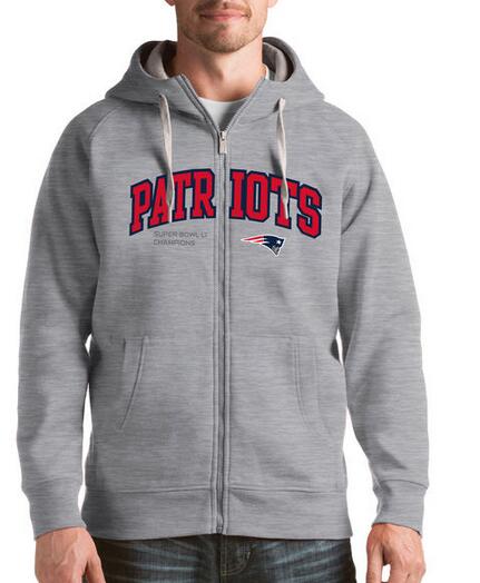 New England Patriots Antigua Super Bowl LI Champions Victory Full Zip Hoodie Heathered Gray