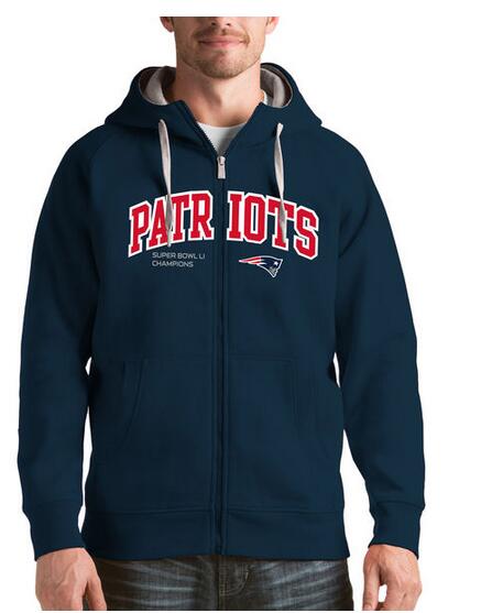 New England Patriots Antigua Super Bowl LI Champions Victory Full Zip Hoodie Navy