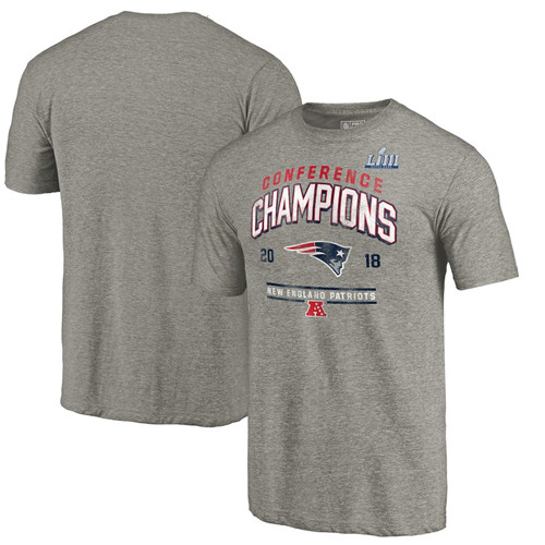 New England Patriots NFL Pro Line By Fanatics Branded 2018 AFC Champions Halfback Sweep Tri Blend T-Shirt Heather Gray