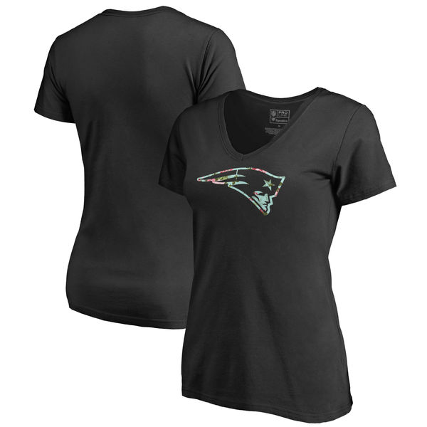 New England Patriots NFL Pro Line By Fanatics Branded Women's Lovely Plus Size V Neck T-Shirt Black