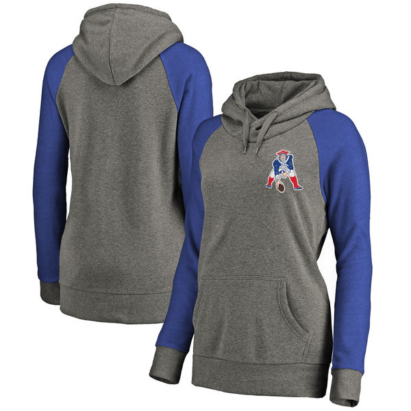 New England Patriots NFL Pro Line By Fanatics Branded Women's Plus Sizes Vintage Lounge Pullover Hoodie Heathered Gray