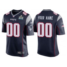 New England Patriots Navy Super Bowl LII Bound Game Customized Jersey