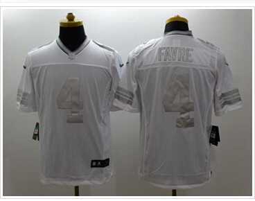New Green Bay Packers #4 Brett Favre White NFL Limited Platinum Jersey
