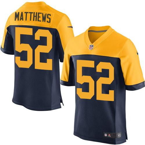 New Green Bay Packers #52 Clay Matthews Navy Blue Alternate Men's Stitched NFL New Elite Jersey