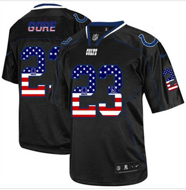 New Indianapolis Colts #23 Frank Gore Black Men's Stitched NFL Elite USA Flag Fashion Jersey