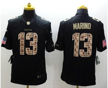 New Miami Dolphins #13 Dan Marino Black NFL Limited Salute to Service jersey