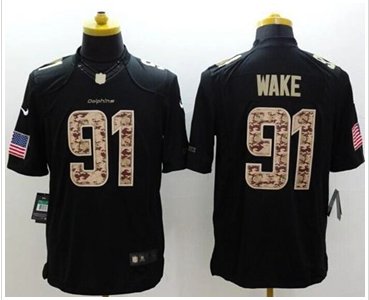 New Miami Dolphins #91 Cameron Wake Black NFL Limited Salute to Service jersey