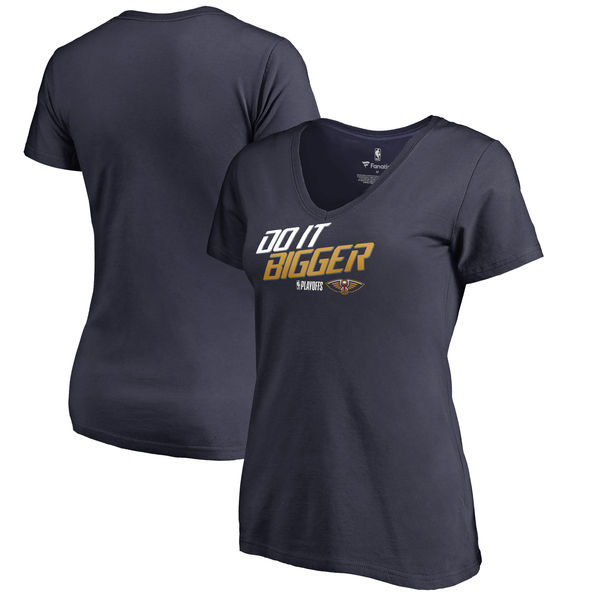 New Orleans Pelicans Fanatics Branded Women's 2018 NBA Playoffs Slogan V Neck T-Shirt Navy