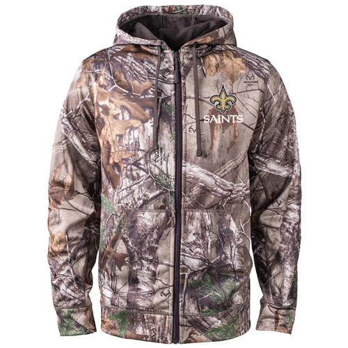 New Orleans Saints 2020 NFL Men's Realtree Camo Full-Zip Hoodie