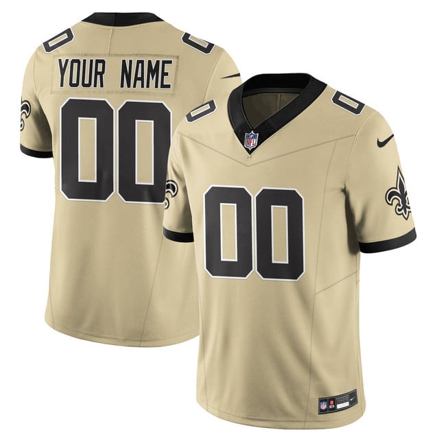 New Orleans Saints Golds Alternate Vapor Limited Custom Jersey GOLD