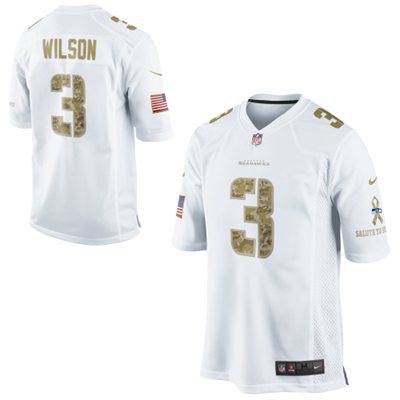 New Seattle Seahawks  #3 Russell Wilson Salute to Service Game White Jersey