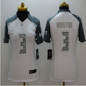 New Tampa Bay Buccaneers #3 Jameis Winston White Women's Stitched NFL Limited Platinum Jersey