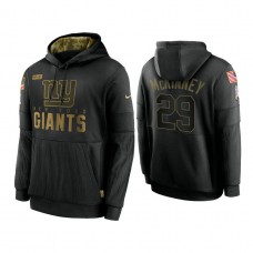 New York Giants #29 Xavier McKinney Black 2020 Salute to Service Sideline Performance Pullover Hoodie
