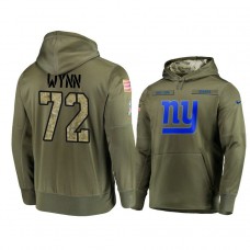 New York Giants #72 Kerry Wynn Olive Pullover Hoodie 2018 Salute To Service