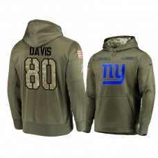 New York Giants #80 Jawill Davis Olive Pullover Hoodie 2018 Salute To Service