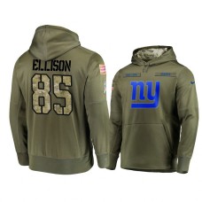 New York Giants #85 Rhett Ellison Olive Pullover Hoodie 2018 Salute To Service