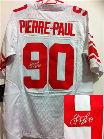 New York Giants #90 Jason Pierre-Paul White Nik Signed Elite Jersey